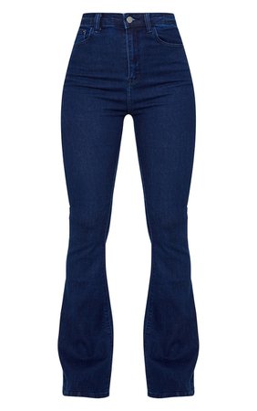 Indigo 5 Pocket Stretch Flared Jeans | PrettyLittleThing
