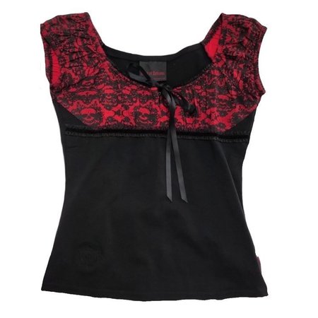 queen of darkness goth skull red and black top