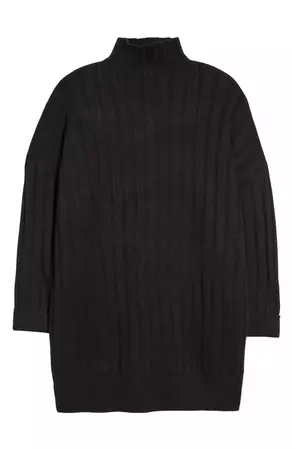Topshop Boxy Ribbed Funnel Neck Long Sleeve Dress | Nordstrom