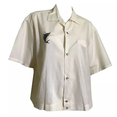 White Silk Button Front Hawaiian Shirt with Marlin Fish circa 1960s – Dorothea's Closet Vintage