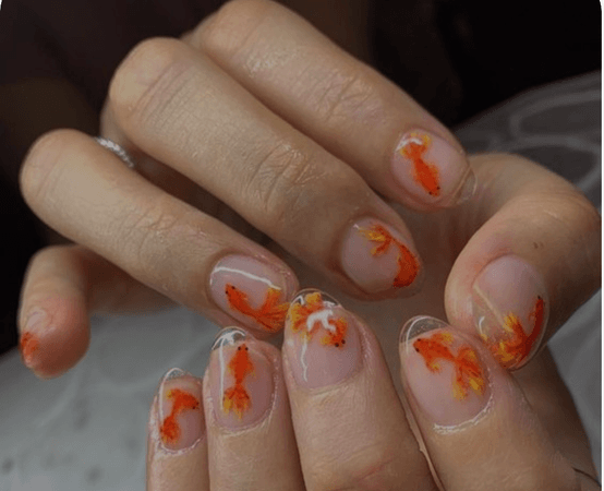 Clear Shellac/ "GoldFish Detail overlay Nails