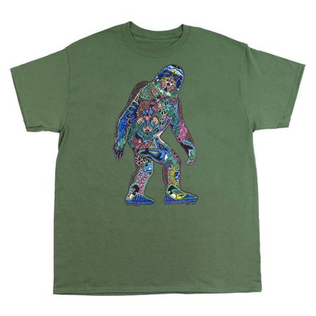 Earth Art Sasquatch Adult Olive Green T-shirt – Liberty Graphics