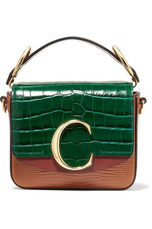 Chloé | Chloé C mini croc and lizard-effect leather shoulder bag | NET-A-PORTER.COM