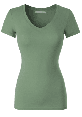 Sage Green Basic Solid Multi Color Fitted Short Sleeve T-Shirt