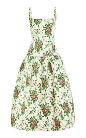 Drop-Waist Cotton Midi Dress By Carolina Herrera | Moda Operandi