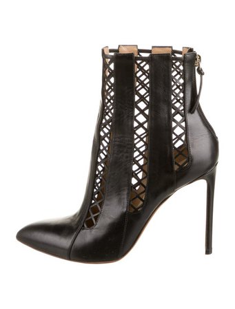 Francesco Russo fishnet Cutout black lacing Accent Boots - Shoes - RUS20984 | The RealReal