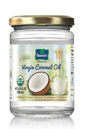 Amazon.com : Parachute Naturalz 100% Organic Virgin Coconut Oil 6.8 fl.oz. Glass Jar (200ml) - Cold Pressed, USDA certified, Cooking Oil : Grocery & Gourmet Food