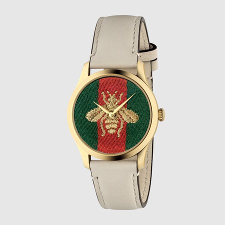 white leather G-Timeless watch, 38mm | GUCCI® CA