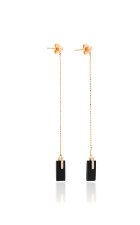 18K Rose Gold, Onyx And Diamond Earrings by Ginette NY | Moda Operandi