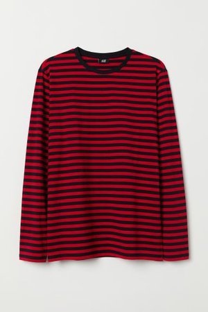 red and black stripe shirt