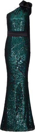 Gwendolyn Sequined One-Shoulder Gown