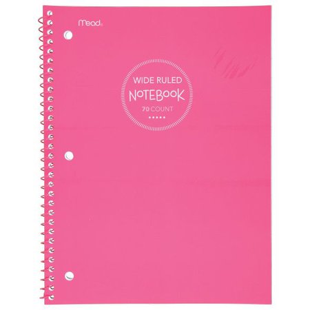 Mead 1 Subject Wide Ruled Spiral Notebook Pink : Target