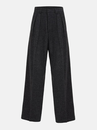 Source Unknown Double-Pleated Trousers, Dark Grey Melange