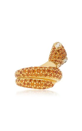 Snake 18K Gold And Garnet Ring by Gioia | Moda Operandi