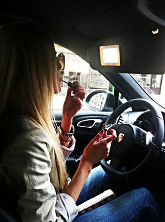 blonde driving