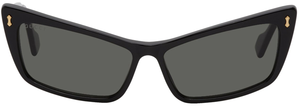 Gucci: Black Exaggerated Cat Eye Sunglasses | SSENSE