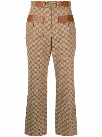 Gucci monogram-pattern straight-leg Trousers - Farfetch