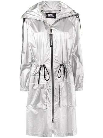 Karl Lagerfeld metallic hooded raincoat - FARFETCH