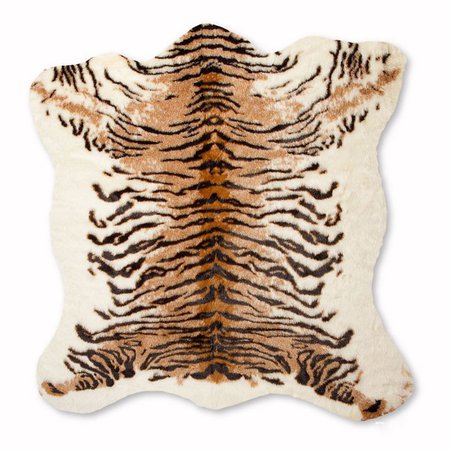 Luxe Faux Fur Hide 4-Foot 3-Inch x 5-Foot Rug/Throw in Tiger | Bed Bath & Beyond