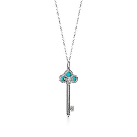 Tiffany Keys Fleur de Lis Schlüssel in Platin mit Diamanten und Türkis | Tiffany & Co.