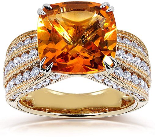 Orange Citrine and Diamond Multi-Row Channel Ring 6 2/5 CTW in 14k Yellow Gold: Kobelli: Amazon.ca: Jewelry