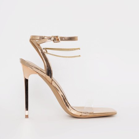 Micah Rose Gold Clear Double Chain Stiletto Heels