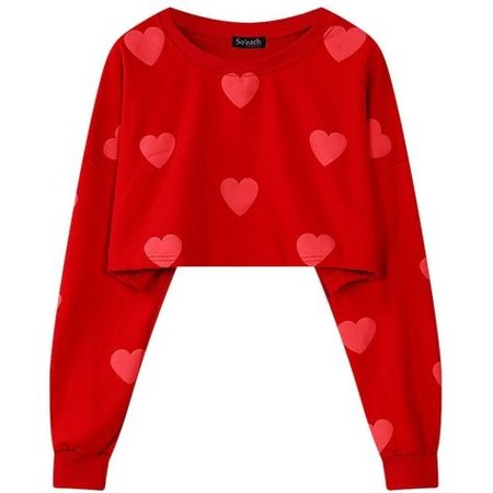 cropped red heart sweater