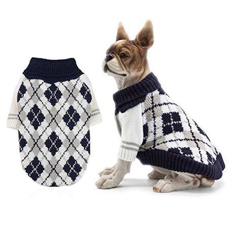 Amazon.com : RilexAwhile Dog Sweater Dog Knit Sweater Diamond Plaid Dog Christmas Sweater Pet Sweatshirt with Harness Hole Winter Warm Dog Apparel Coat for Small Medium Dogs (Small, Diamond Plaid) : Gateway