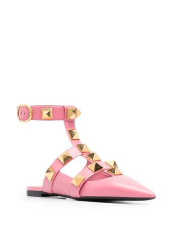 Shop pink Valentino Garavani Roman Stud ballerina shoes with Express Delivery - Farfetch