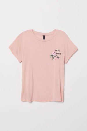 T-shirt with Motif - Pink