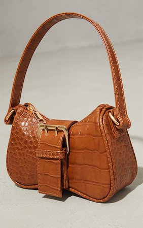Tan Croc Buckle Mini Shoulder Bag | PrettyLittleThing USA
