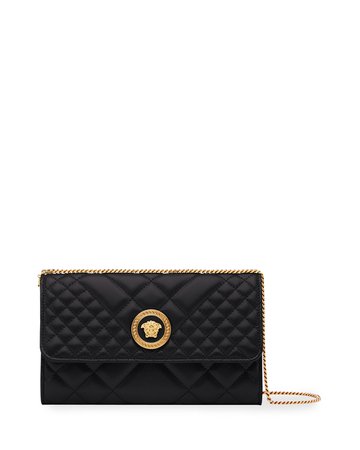 Versace Icon Quilted Leather Wallet on Crossbody Chain | Neiman Marcus