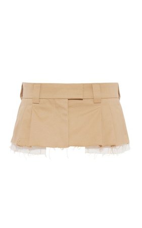 Exposed-Pocket Pleated Cotton Low-Rise Mini Skirt By Miu Miu | Moda Operandi