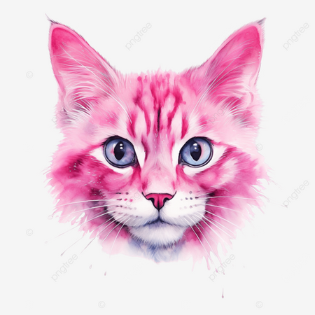 A Lovely Pink Cat Face, Tail, Isolated, Cute PNG Transparent Image and Clipart for Free Download