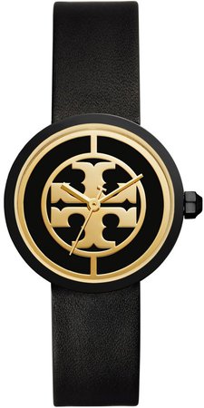 Reva Watch, Black Leather/Gold Tone, 36 MM