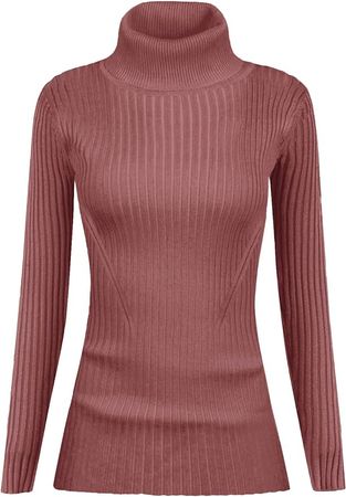 v28 Women Stretchable Turtleneck Knit Long Sleeve Slim Fit Sweater (S,Ivory) at Amazon Women’s Clothing store