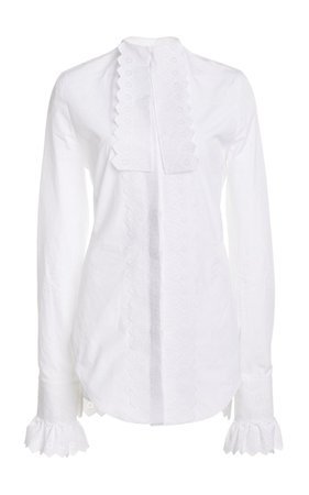 Lace-Trimmed Cotton Poplin Tuxedo Shirt By Paco Rabanne | Moda Operandi