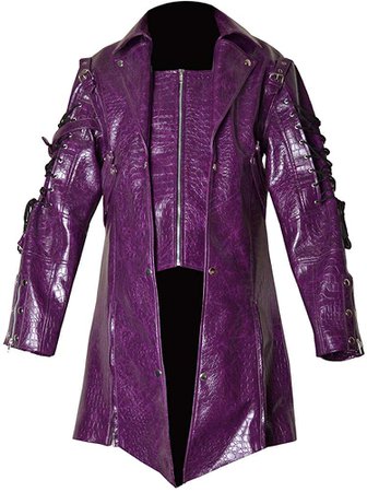 Amazon.com: MSHC Mens Punk Rave Poison Jacket Faux Leather Goth Steampunk Military Coat (2XL) Purple: Clothing