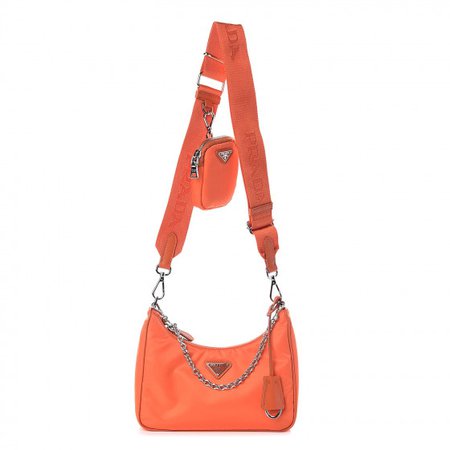 prada orange nylon crossbody bag