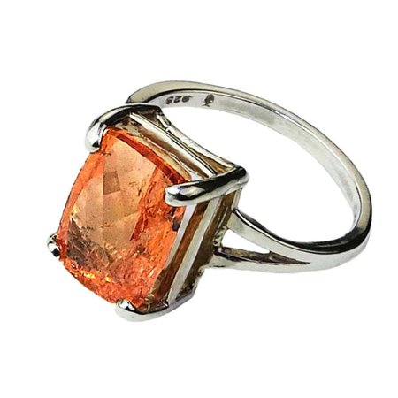 AJD Peach Color Imperial Topaz Set in Sterling Silver Ring For Sale at 1stDibs | peach imperial topaz
