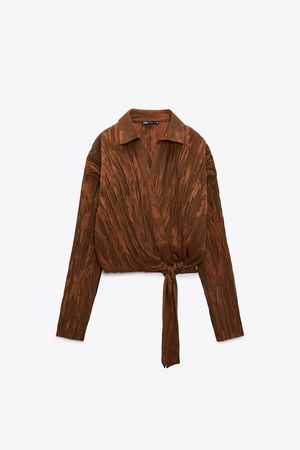 JACQUARD KNOTTED TOP - Brown | ZARA United States