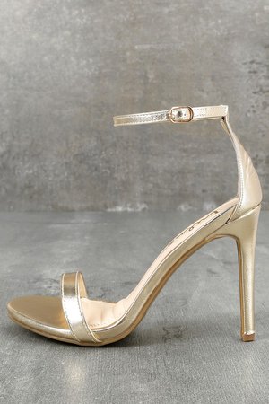 Cute Gold Heels - Ankle Strap Heels - Single Strap Heels