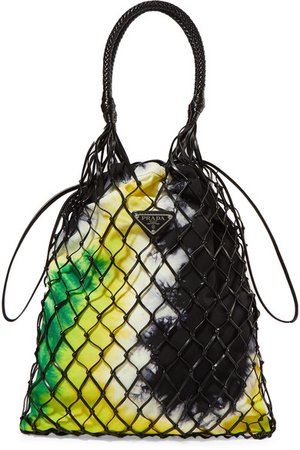 Prada | String tie-dyed canvas and leather tote | NET-A-PORTER.COM