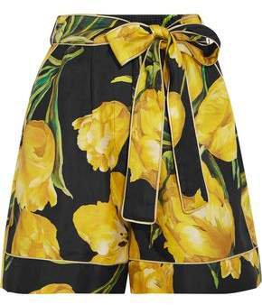 Floral-print Silk-twill Shorts