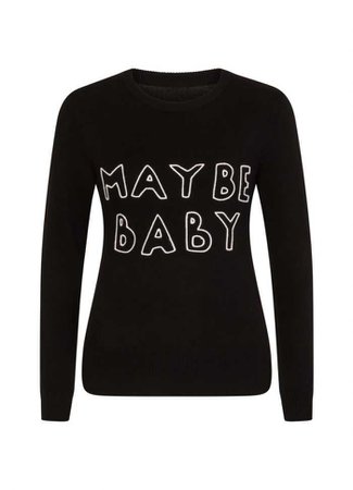 Nikita Maybe Baby Slogan Jumper | Black Vintage-Inspired Knit | Joanie