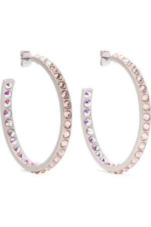 Roxanne Assoulin | Hoop Dreams silver-tone crystal earrings | NET-A-PORTER.COM