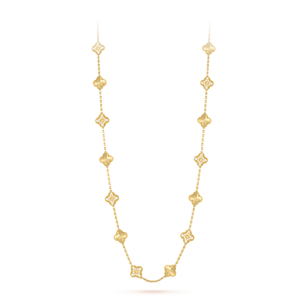 Van Cleef & Arpels - Vintage Alhambra long necklace, 20 motifs 18K yellow gold, Diamond
