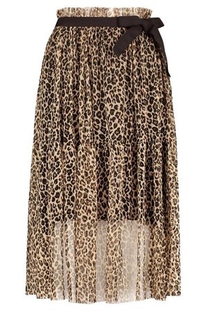 Leopard Organza Mesh Midi Skirt brown