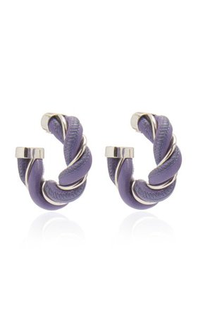 Silver Leather Hoop Earrings By Bottega Veneta | Moda Operandi