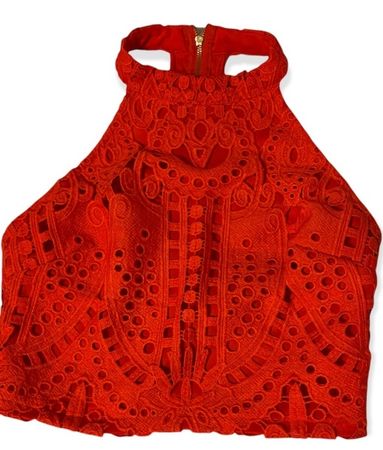 Red Lace Halter Top